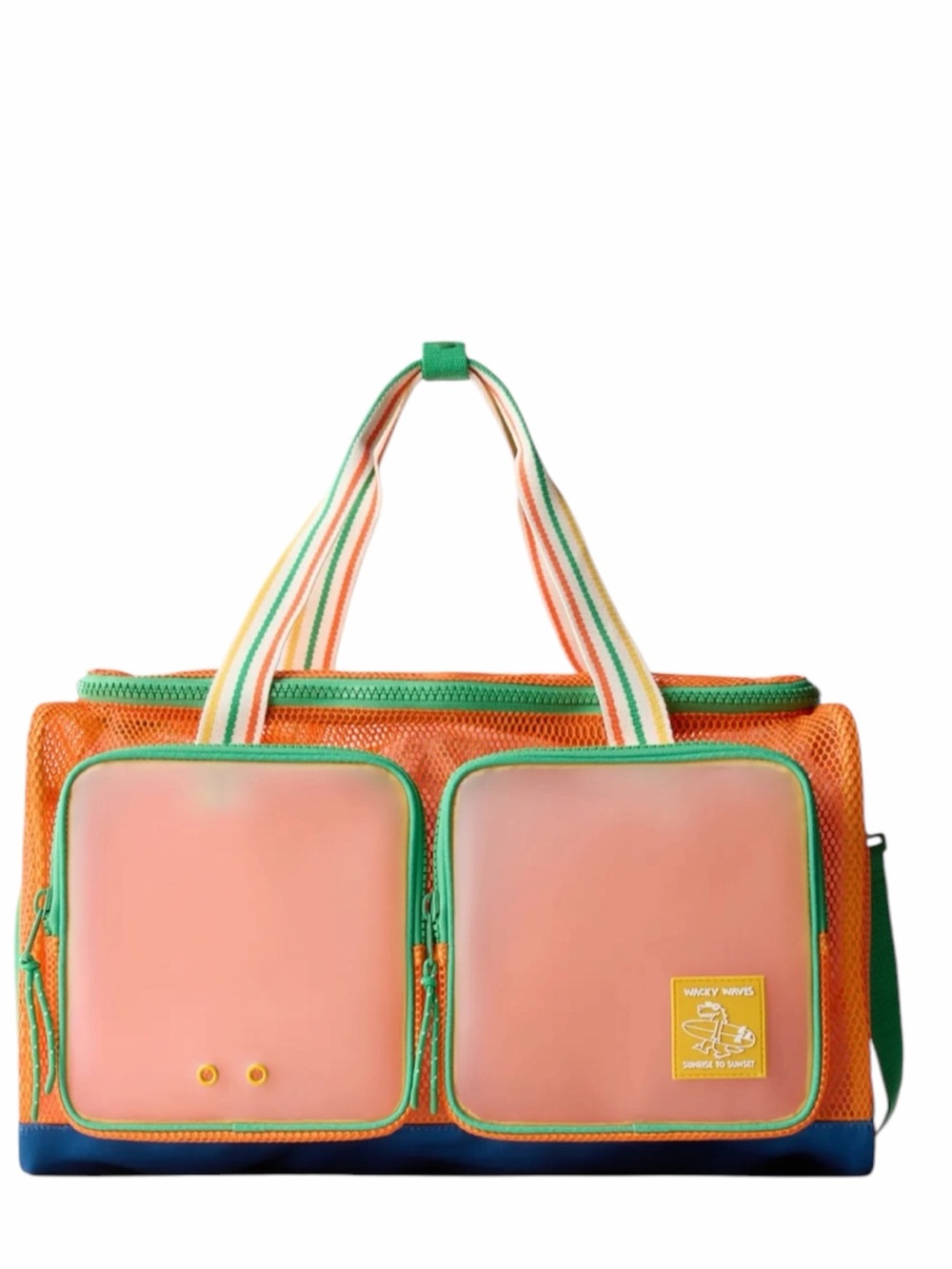 Zara Wicky Waves Colorblock Mesh Weekender Bag NWT